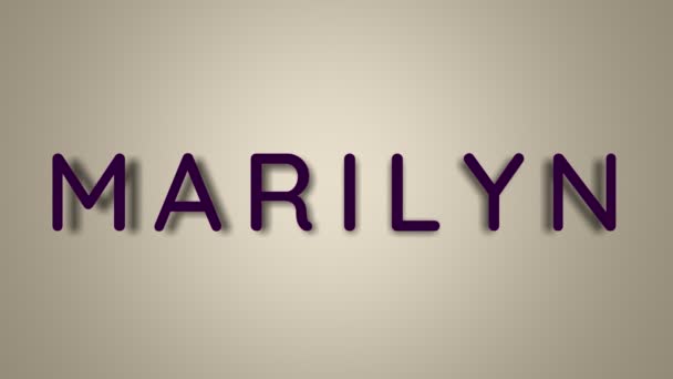 Je m'appelle Marilyn. Le nom de la femelle sur un fond clair disparaît volant dans les papillons. Graphiques minimes. 4k 