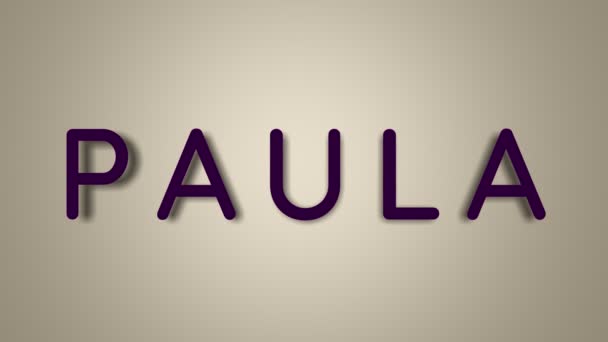 Mi nombre es Paula. El nombre femenino sobre un fondo claro desaparece volando en mariposas. Gráficos mínimos. 4k — Vídeo de stock