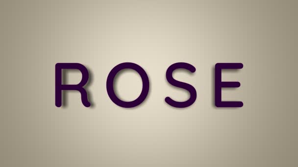 Name is Rose. The female name on a light background disappears flying in butterflies. Minimal graphics. 4k — Stock Video