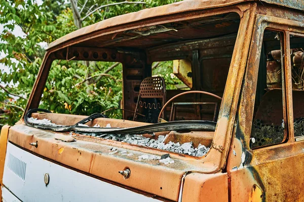 Old Abandoned Rusty Wrecked Kamaz Car Kamaz Landfill — Stock Photo, Image