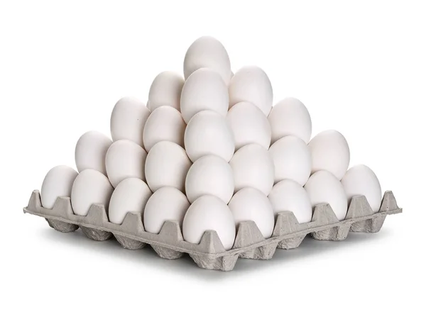 Pyramid from white eggs — Stock Photo, Image