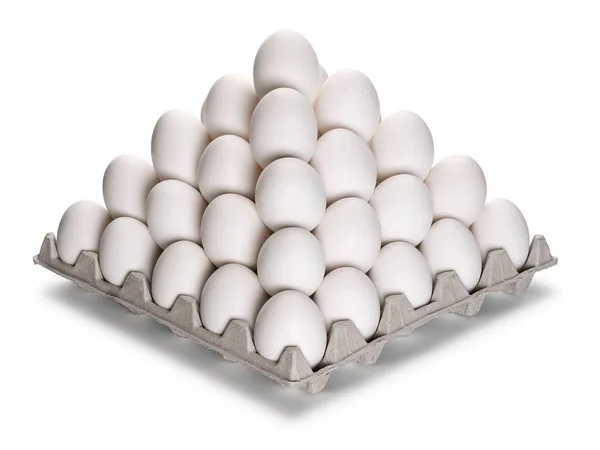Pyramid from white eggs — Stock Photo, Image