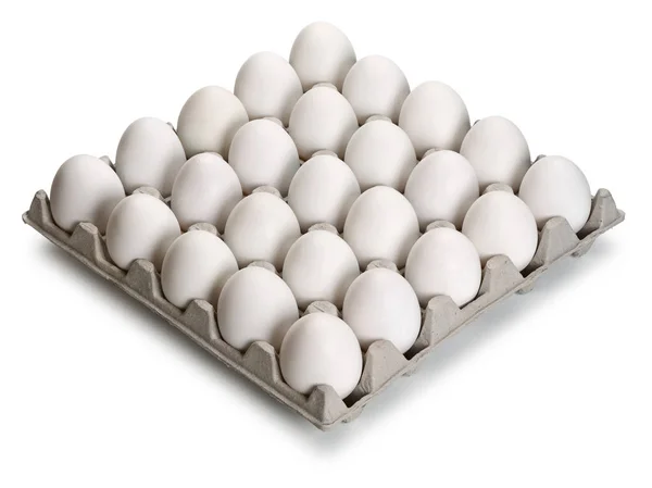 White and brown eggs in cardboard packing — Stock Photo, Image