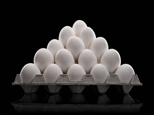 Pyramid from white eggs — Stock Photo, Image