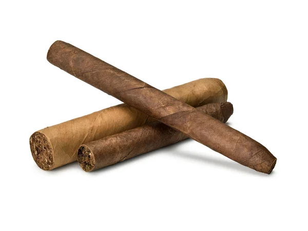 Grupp Cigarrer Coronas Och Robusto Det Isolerade Svart Vit — Stockfoto