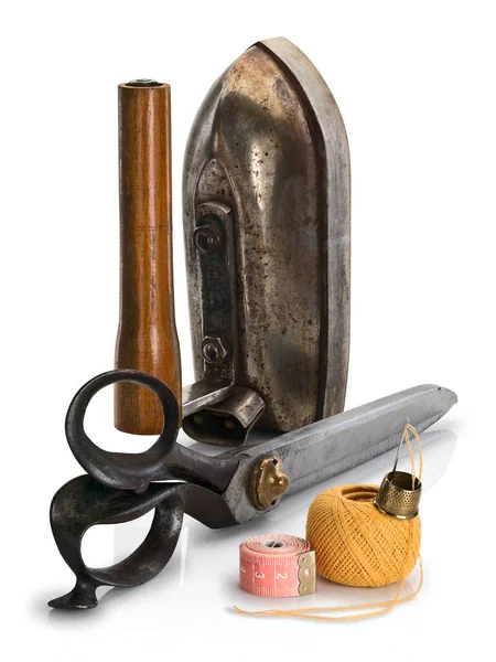 Древние, профессиональные инструменты портного — стоковое фото