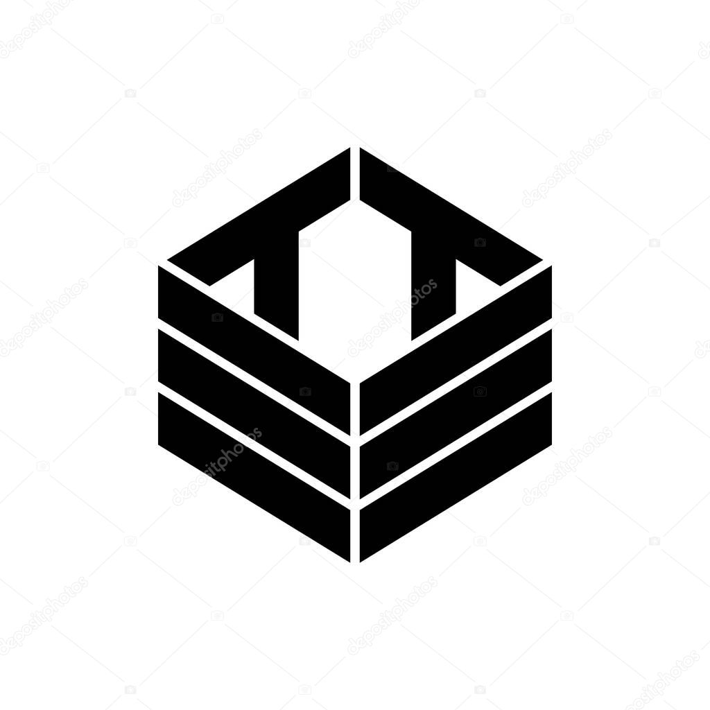 3D Box with TT letter logo design vector