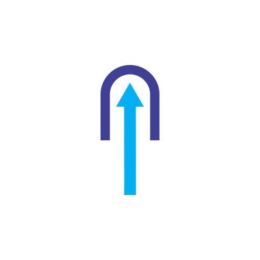 Üzerinde ok logosu tasarım vektörü olan n harfi, logodaki kapı