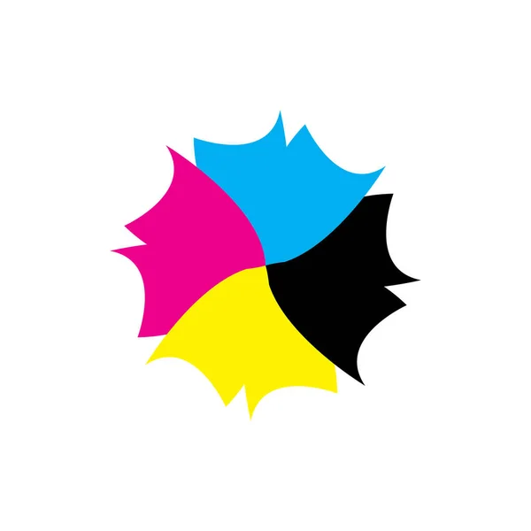 Flor abstracta con vector de diseño de logotipo de color CMYK — Vector de stock