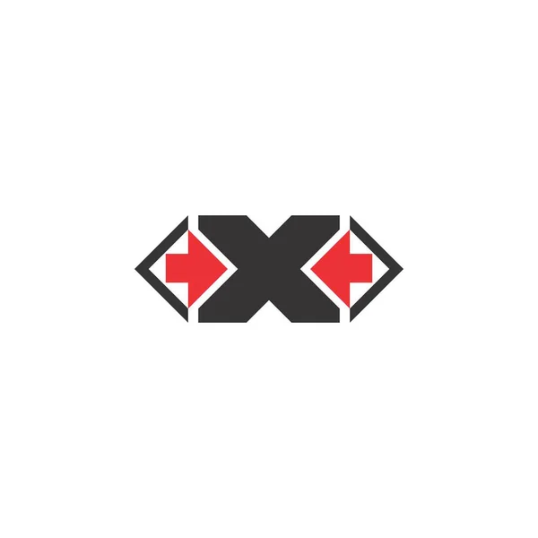 Lettera X con avanti e indietro freccia logo vettoriale di progettazione — Vettoriale Stock