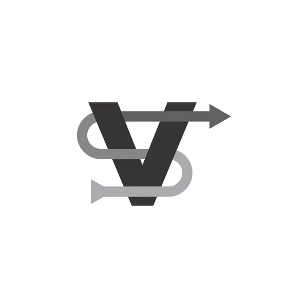 Ok logo tasarım vektörlü Sv veya Vs harfi — Stok Vektör