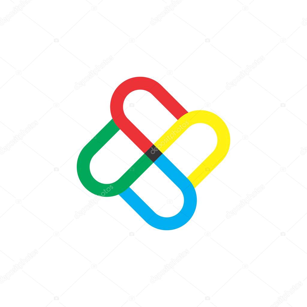 Multicolor n or SS letter rotary logo design vector