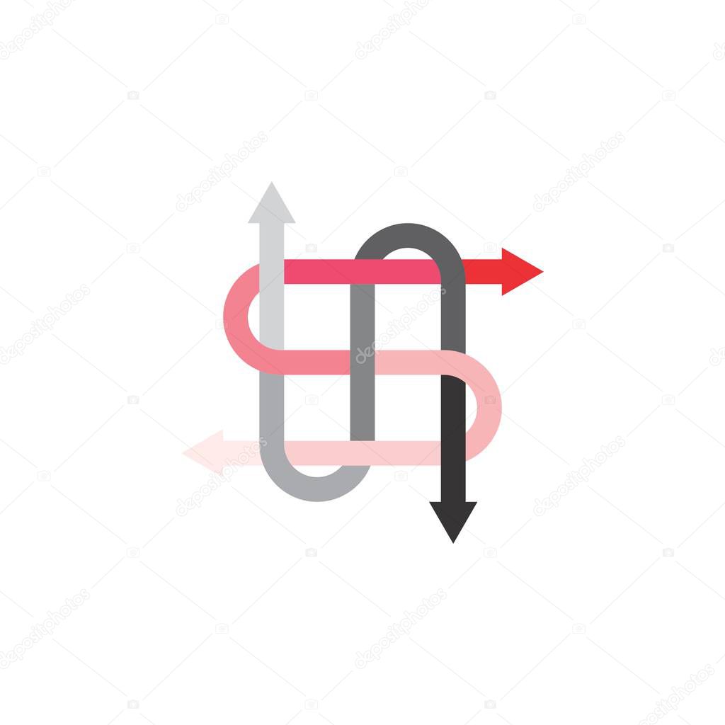 SS or SUN letter with four Arrow direction logo design vector