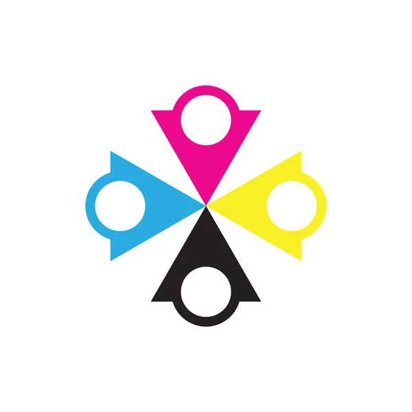 CMYK color Flecha logo diseño vector — Vector de stock