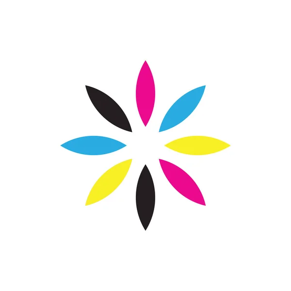 CMYK color vector de diseño del logotipo de la flor — Vector de stock