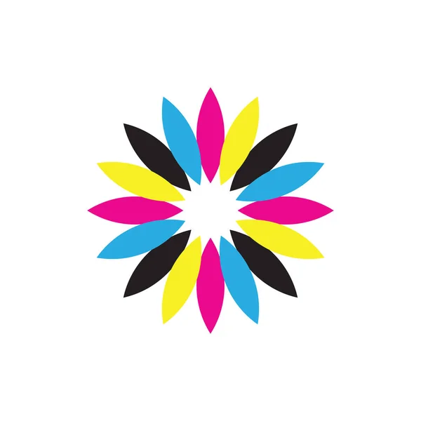 CMYK color vector de diseño del logotipo de la flor — Vector de stock