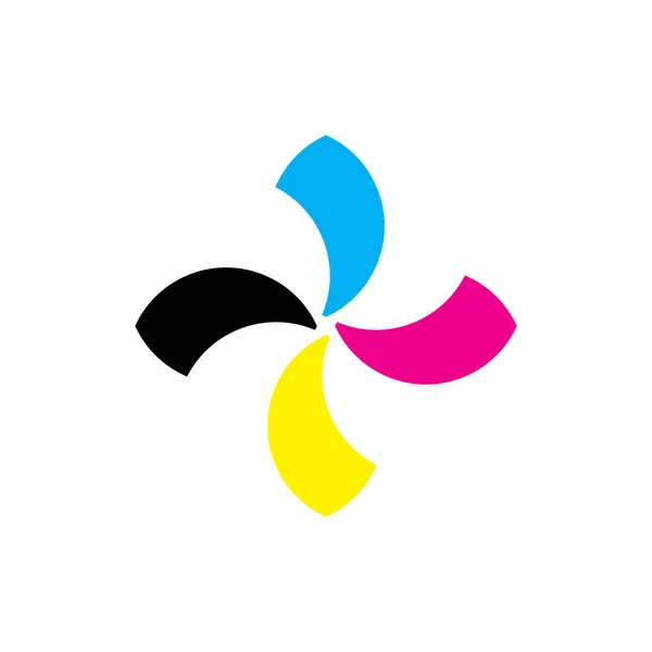 Hoja Rotación Con Vector Diseño Logotipo Color Cmyk — Vector de stock