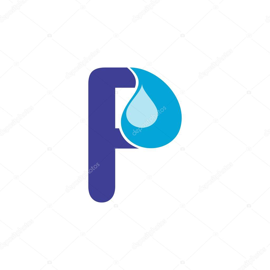 P letter with water drop logo