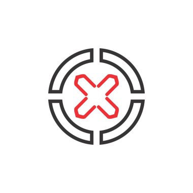X harfli logo tasarım vektörü olan çember