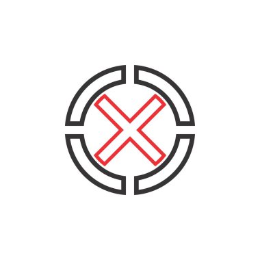 X harfli logo tasarım vektörü olan çember
