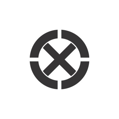 X harfli logo tasarım vektörü olan çember