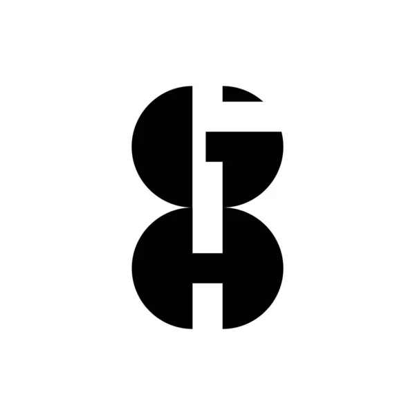 GhまたはHgの文字のロゴデザインベクトルを持つ第8番 — ストックベクタ