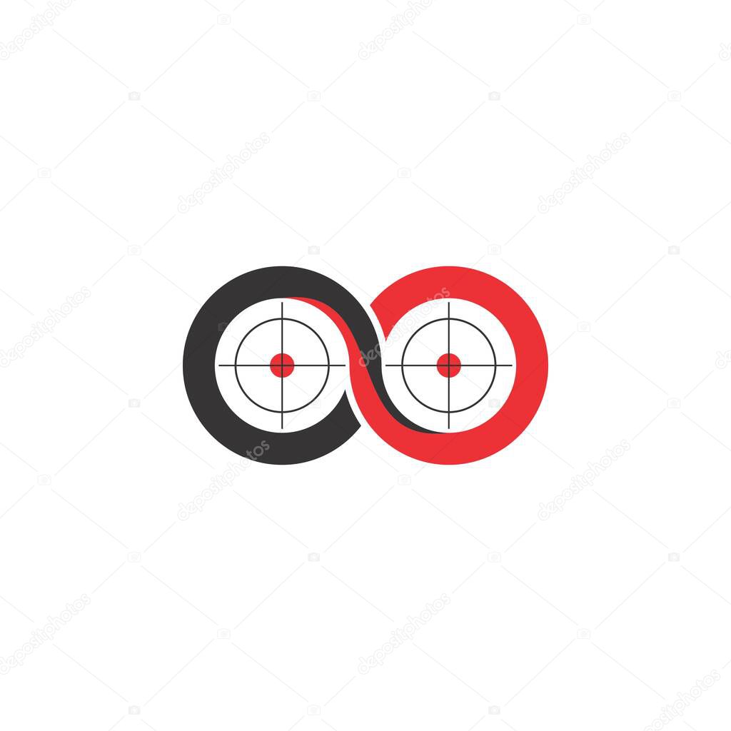 Binocular Optical sight view logo design vector