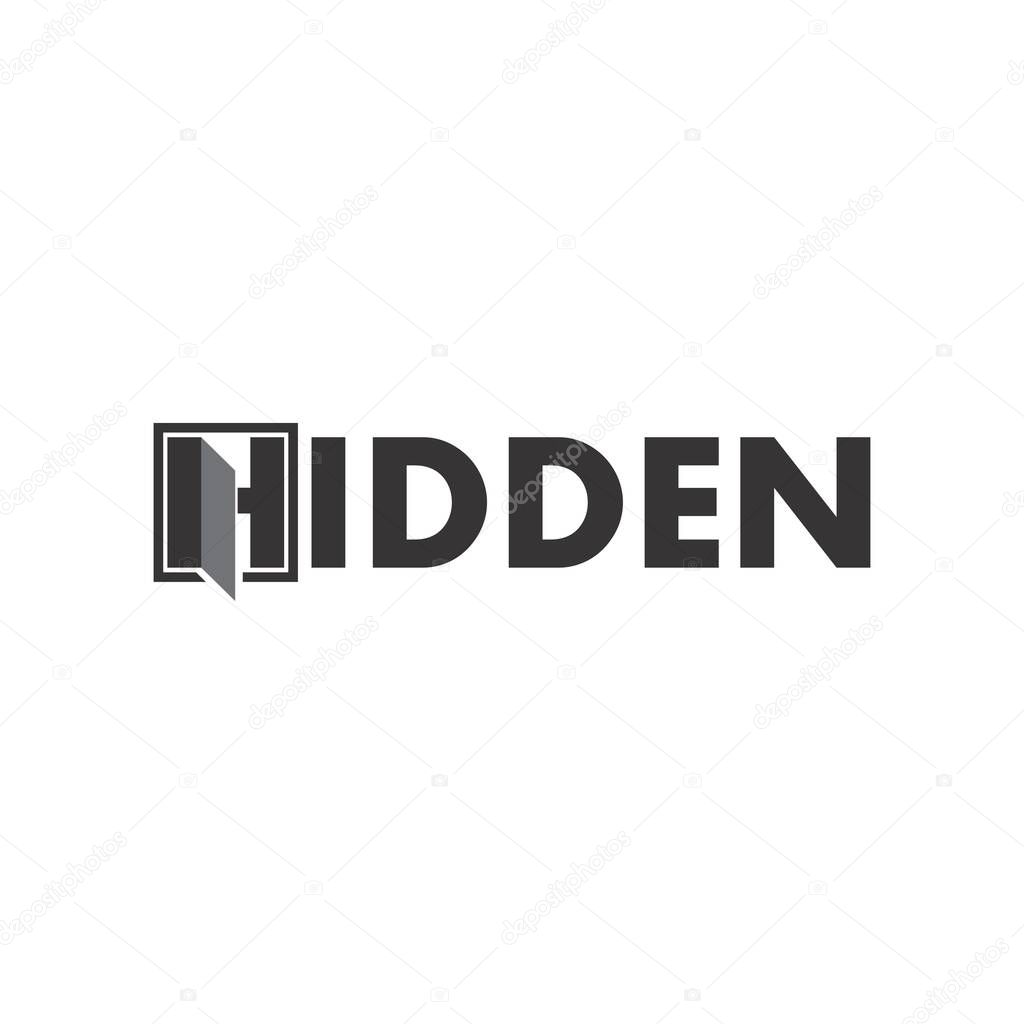 HIDDEN letter with door logo design vector