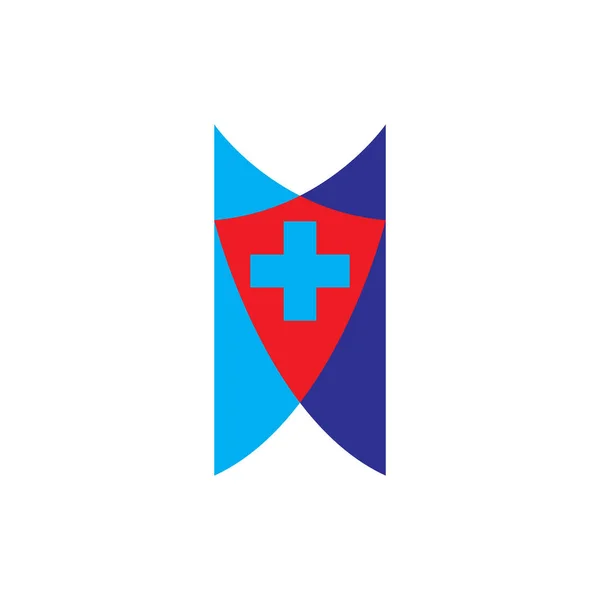 Escudo Com Vetor Design Logotipo Proteção Médica — Vetor de Stock