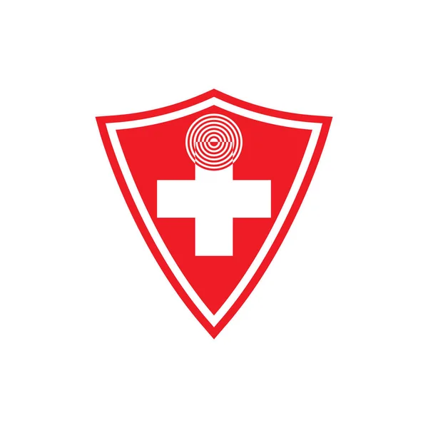 Escudo Com Signal Online Vetor Design Logotipo Serviço Médico — Vetor de Stock