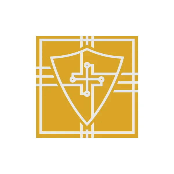 Chip Com Shield Vetor Design Logotipo Circuito — Vetor de Stock