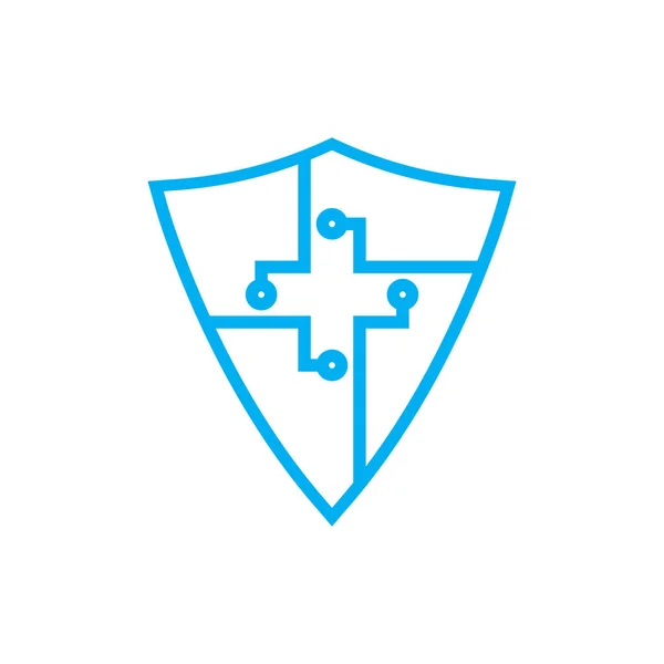 Vetor Design Logotipo Circuito Shield — Vetor de Stock