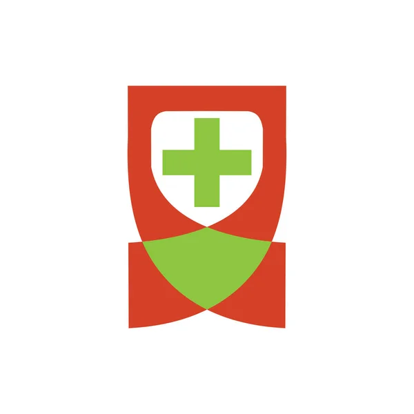 Sköld Med Medical Protection Logo Design Vektor — Stock vektor