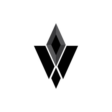 3 boyutlu elmas logo tasarım vektörlü V harfi