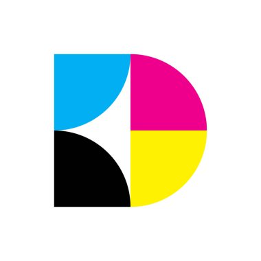 CMYK renk logo tasarım vektörlü D harfi