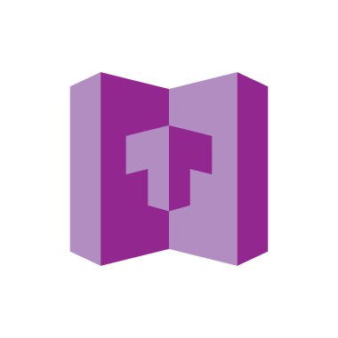 T harfi logo tasarım vektörlü 3B Bina