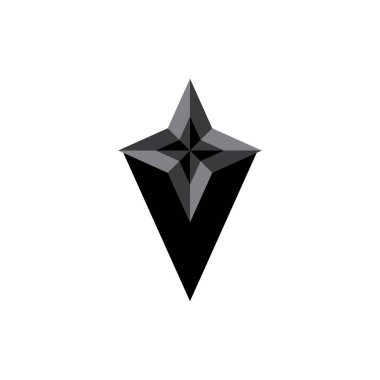 3D yıldız logo tasarım vektörlü V harfi