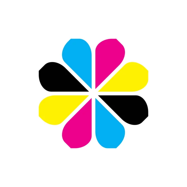 Flor Con Vector Diseño Logotipo Color Cmyk — Vector de stock