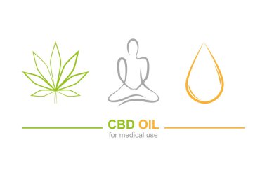 kenevir yaprağı yoga ve yağ damlası ile tıbbi kullanım konsepti için cbd yağı