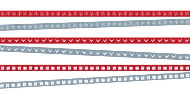 Kar tanesi geyiği ve hediyeli kırmızı ve mavi Noel kaseti.