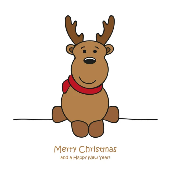 Roztomilý bílý jelen vánoční kreslený — Stockový vektor