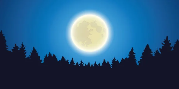 Mond leuchtet Waldlandschaft bei Nacht — Stockvektor