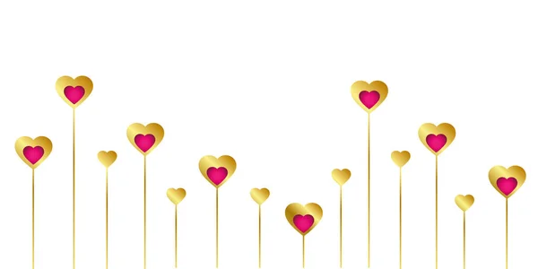 Χρυσό και ροζ περίγραμμα καρδιά σε λευκό φόντο — Διανυσματικό Αρχείο