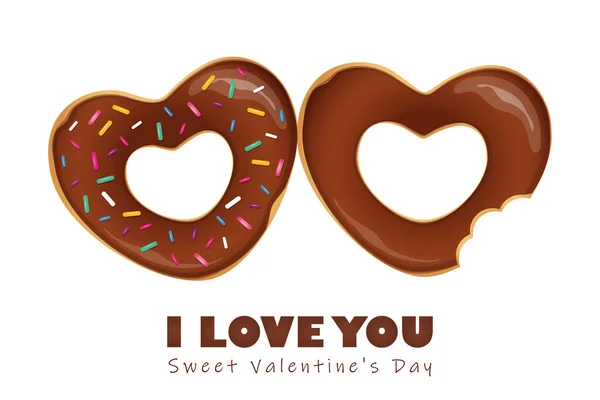 Sweet valentines day with chocolate donuts and lollipop — Stock Vector