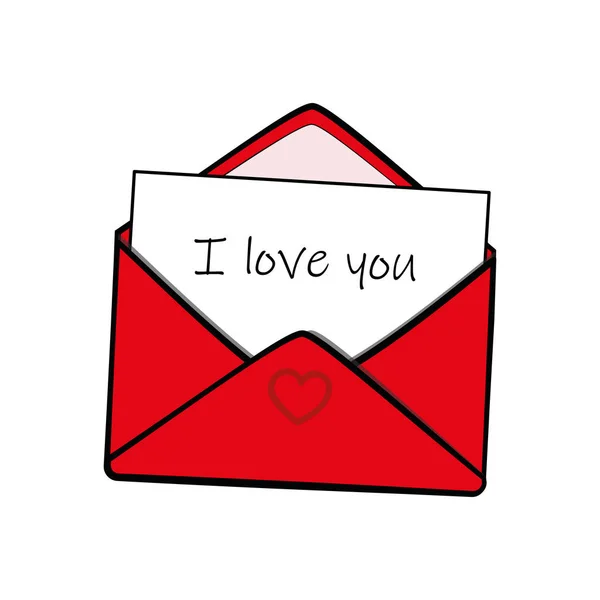 Carta de amor envelope vermelho isolado no fundo branco —  Vetores de Stock