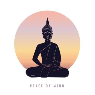 Gün batımında Buda 'nın huzuru meditasyonu