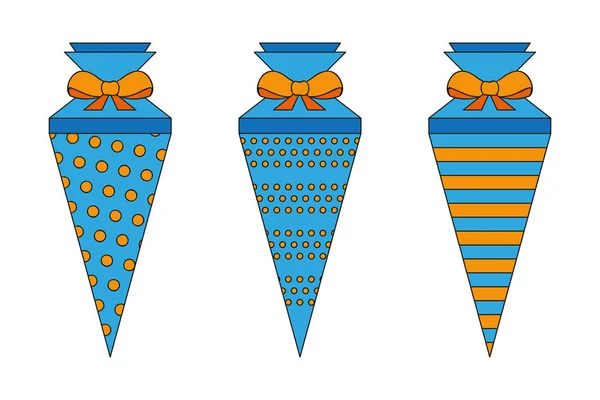 Muster Schultüte Set blau und orange — Stockvektor