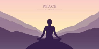 dağ arka plan ile zihin meditasyon kavramı siluet huzuru