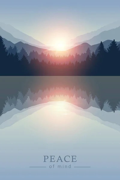 Krásný východ slunce mírumilovné jezero na horské přírodě krajiny — Stockový vektor