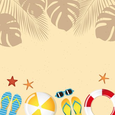 farklı plaj aletleri yaz tatili arka planı